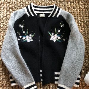 Black,White, and Grey bomber jacket